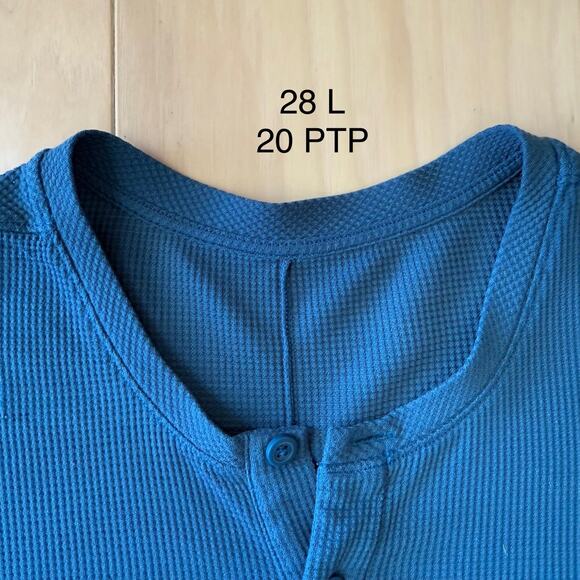 Lululemon Henley Shirt Medium Blue Long Sleeve Causal Athleisure Minimalist - Picture 6 of 9
